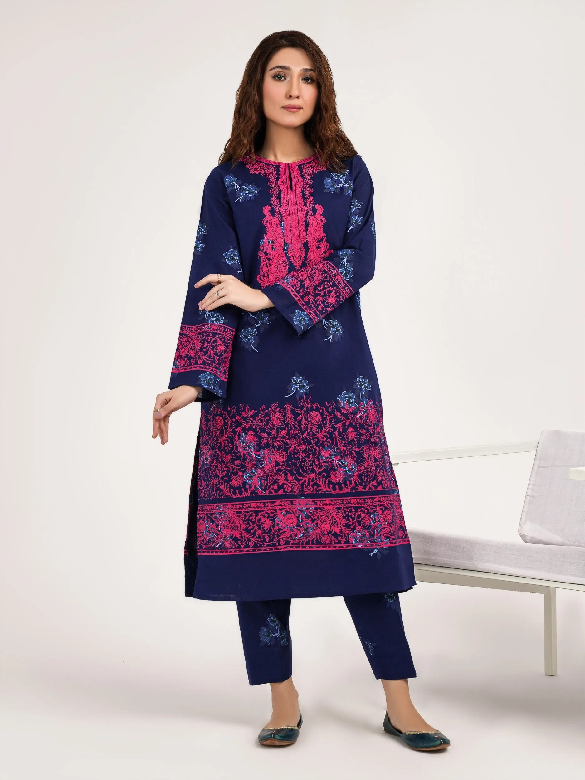 2 Piece Khaddar Suit-Paste print(Pret)