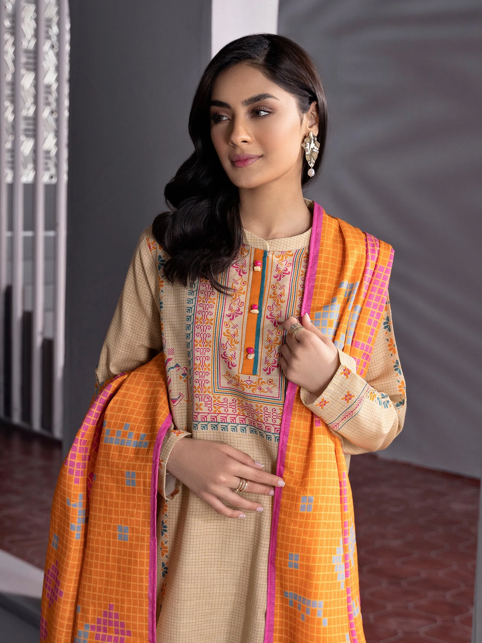 2 Piece Khaddar Suit-Printed (Unstitched)