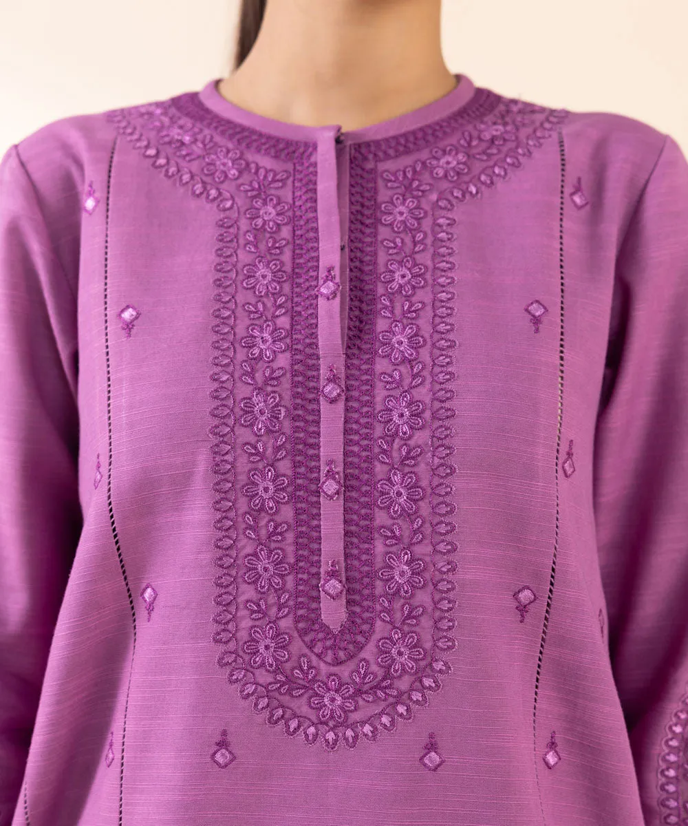 3 Piece - Embroidered Khaddar Suit