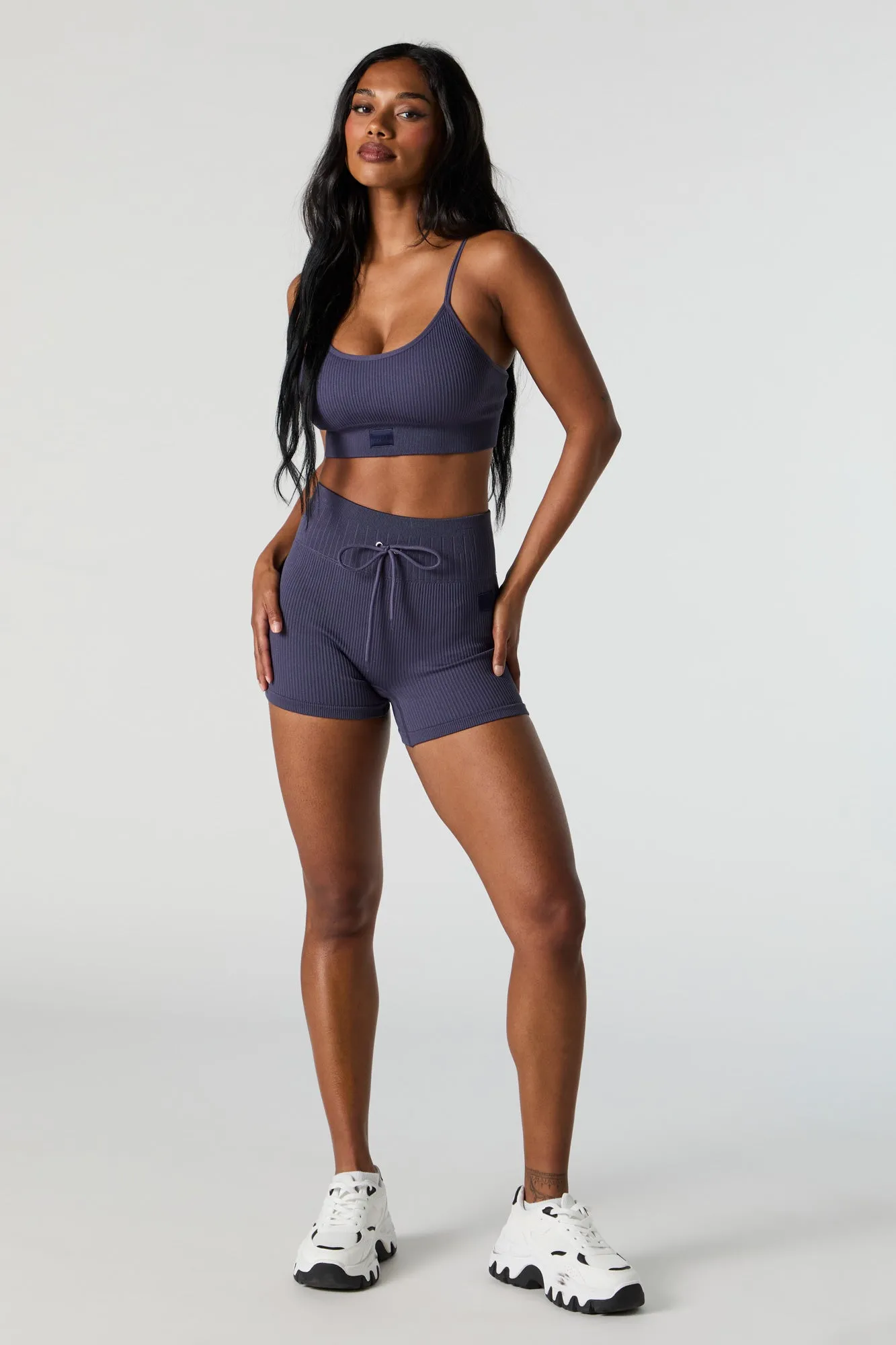 Active Seamless Ribbed Drawstring Short