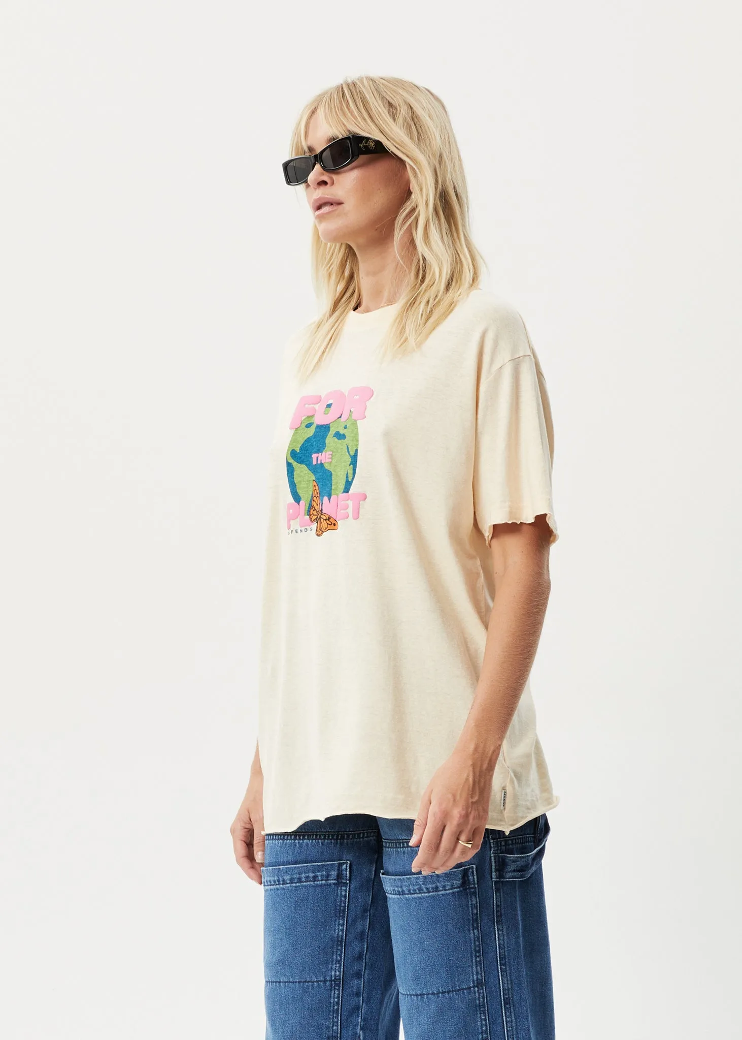 AFENDS Womens Planet - Oversized T-Shirt - Sand