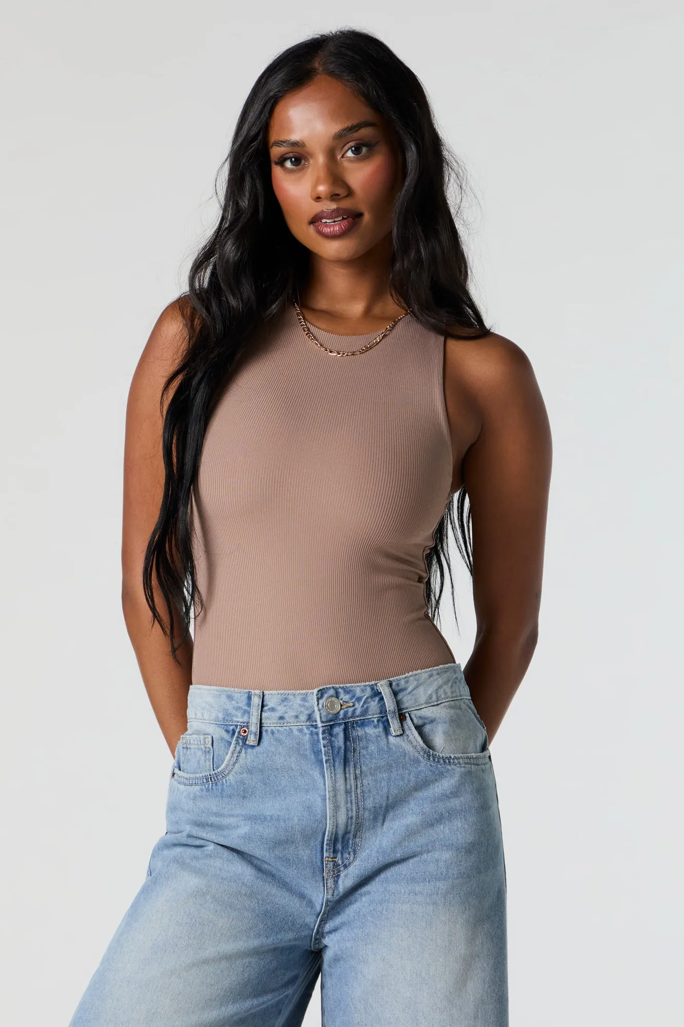 Contour Ribbed High Neck Tank Bodysuit