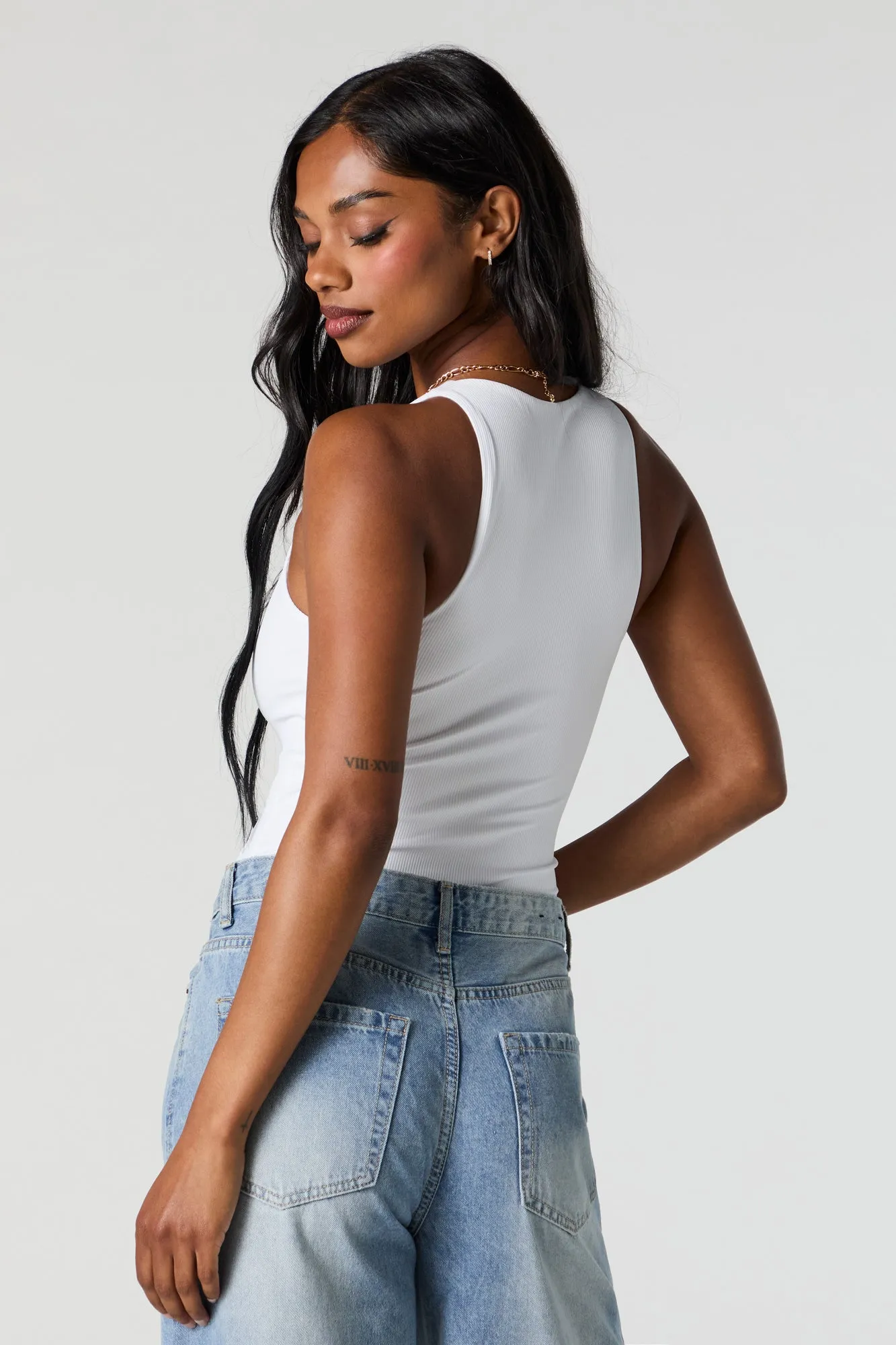 Contour Ribbed High Neck Tank Bodysuit