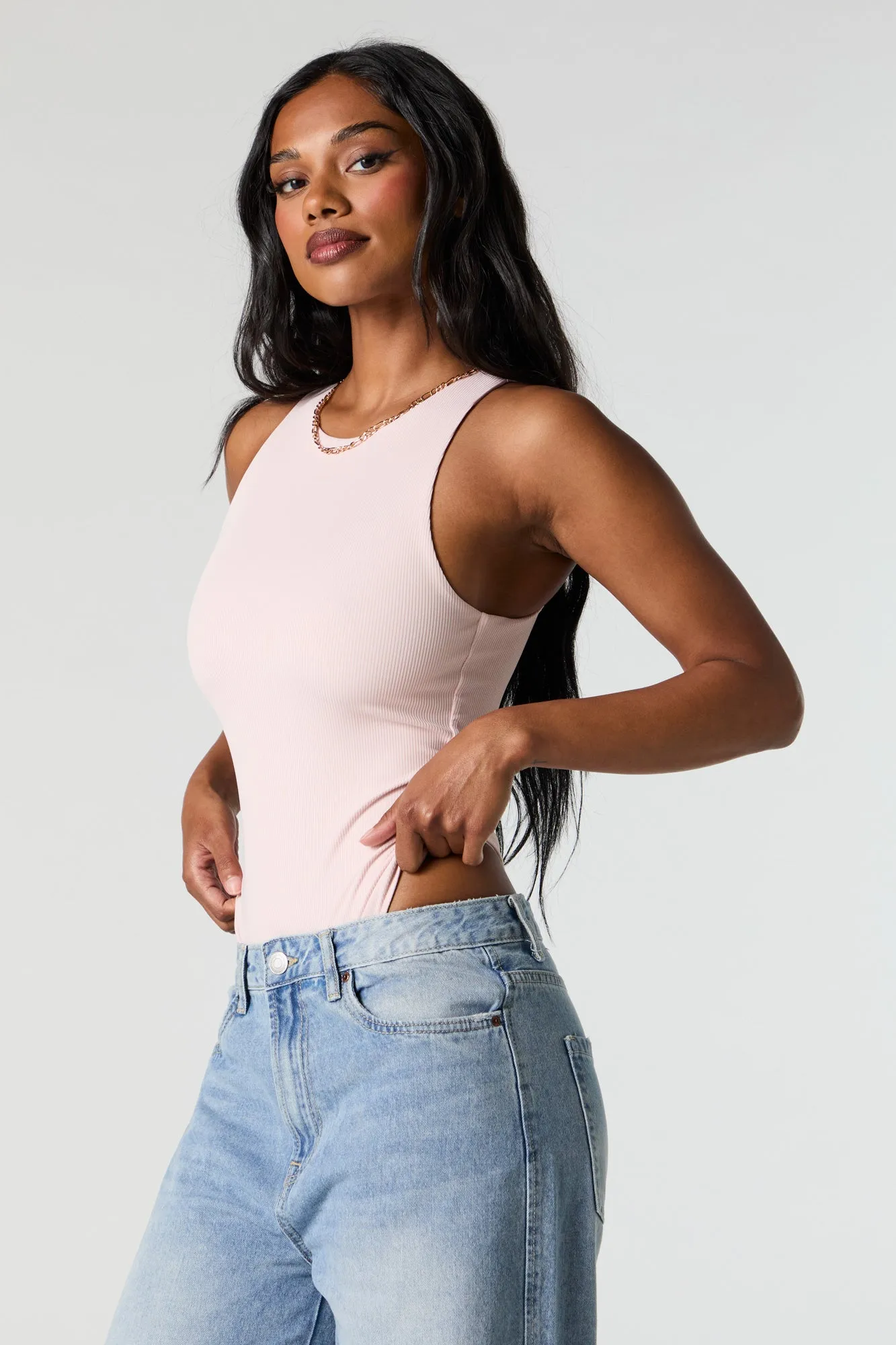 Contour Ribbed High Neck Tank Bodysuit