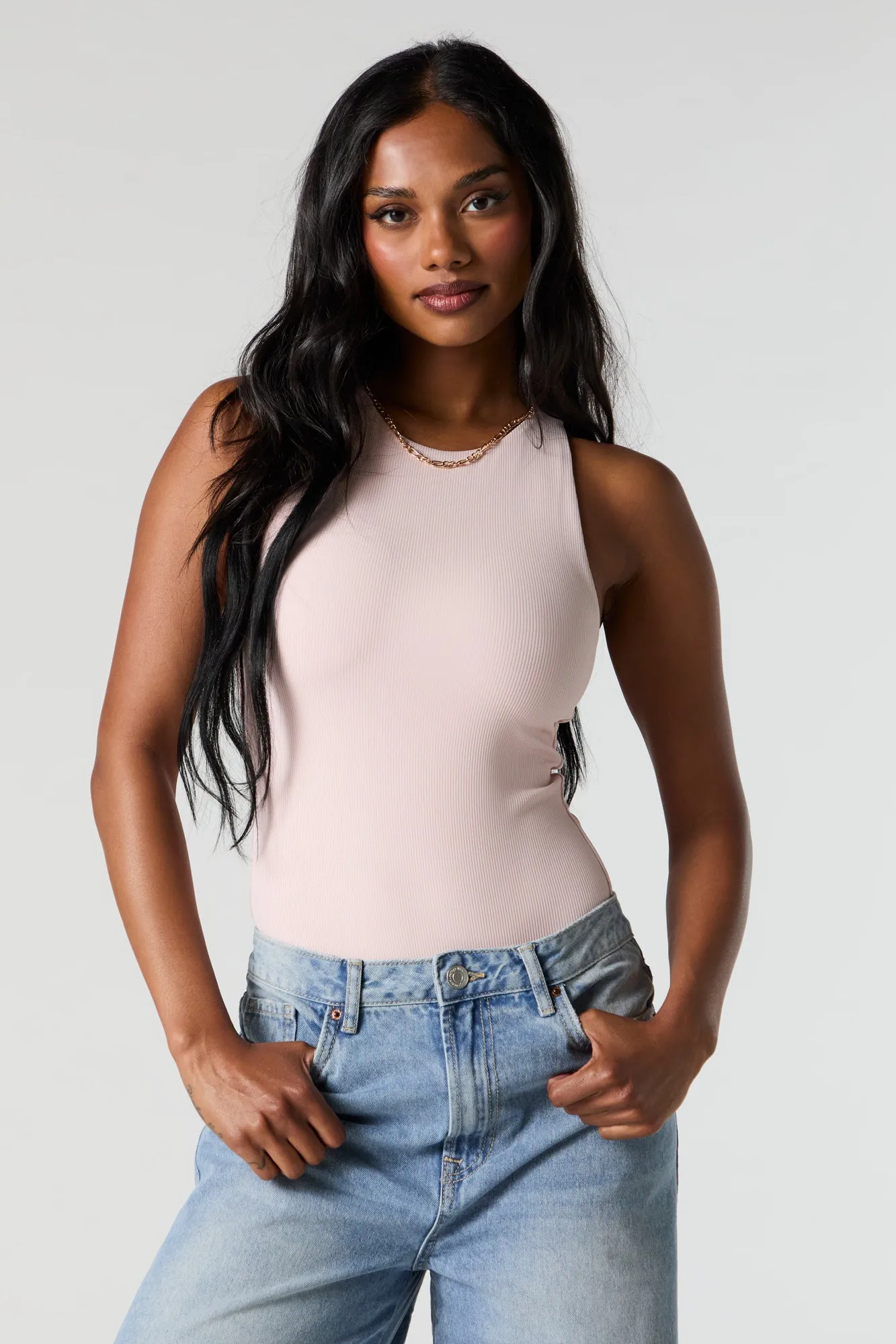 Contour Ribbed High Neck Tank Bodysuit