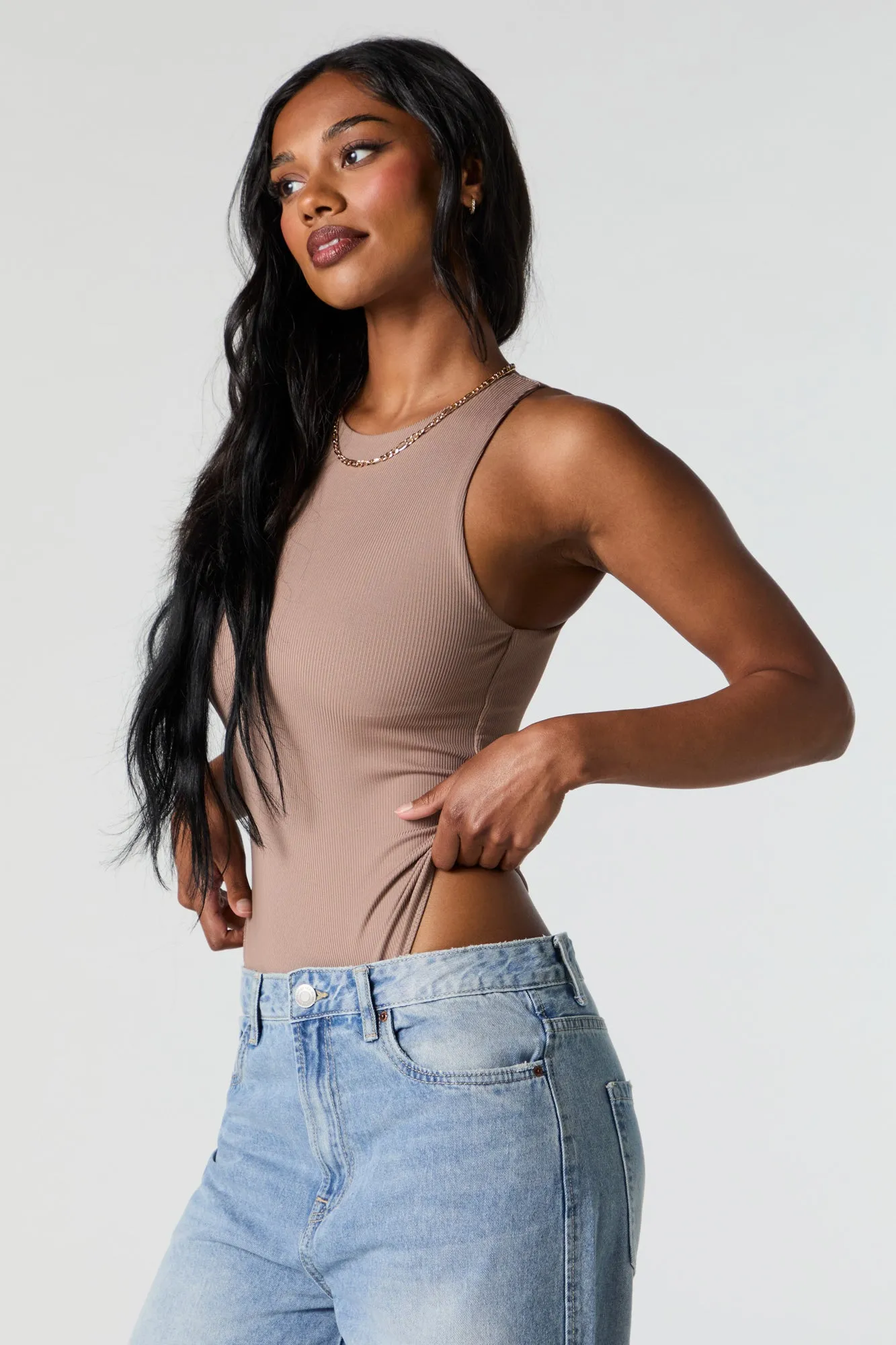 Contour Ribbed High Neck Tank Bodysuit