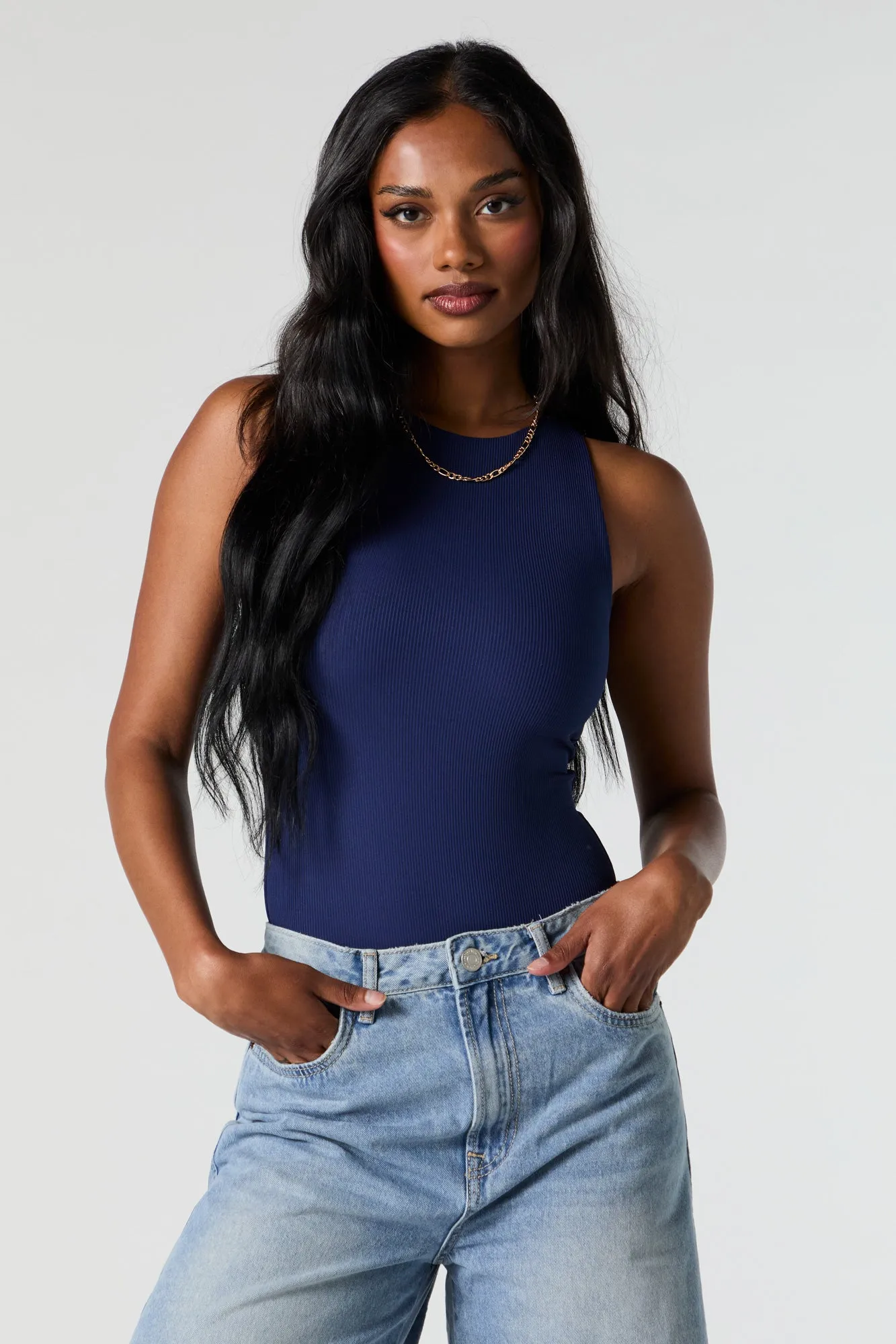 Contour Ribbed High Neck Tank Bodysuit