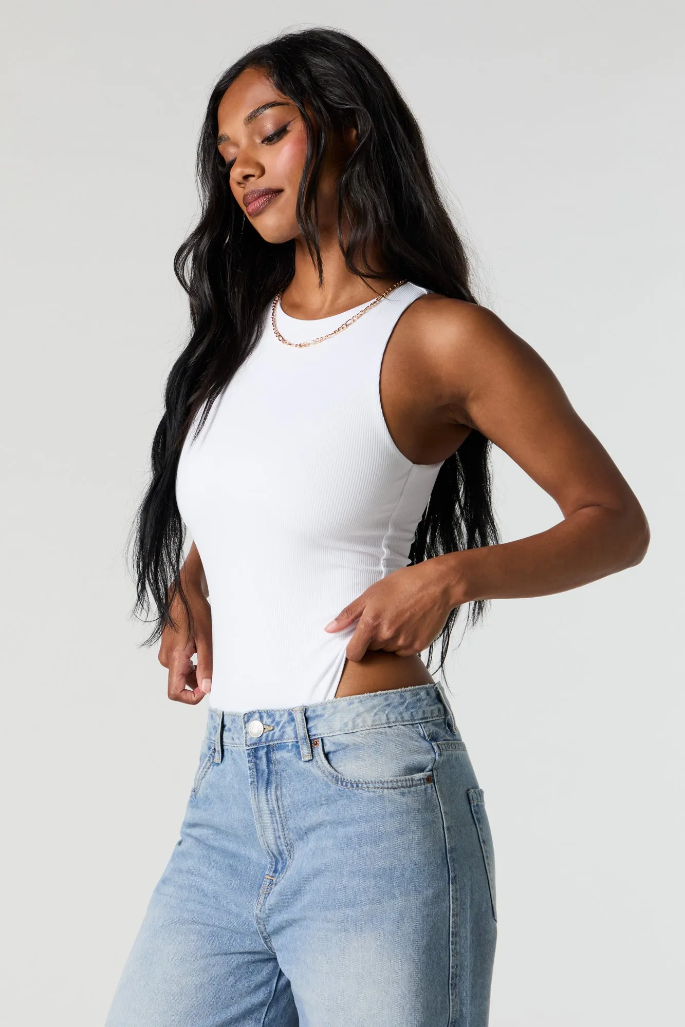 Contour Ribbed High Neck Tank Bodysuit