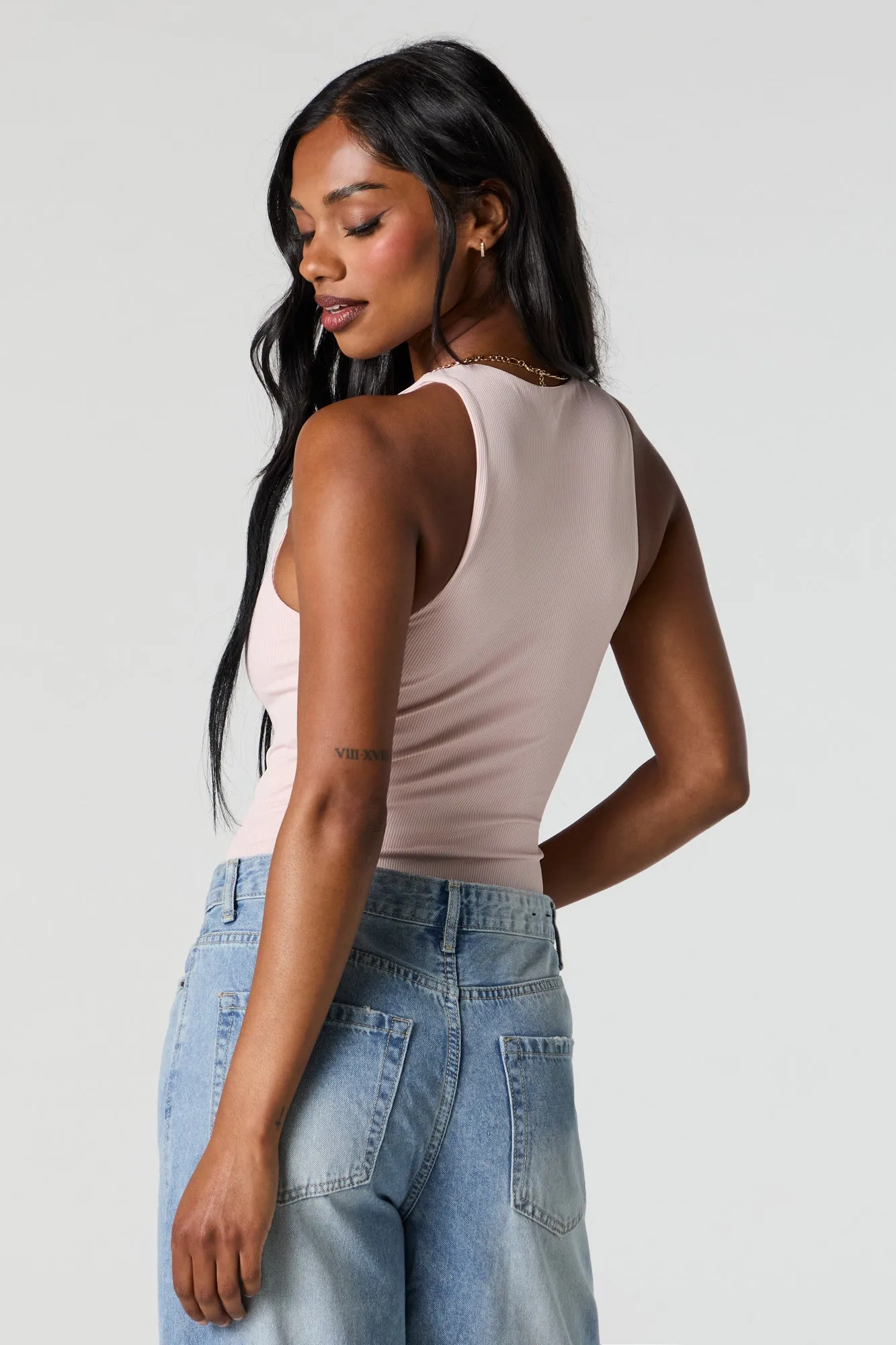 Contour Ribbed High Neck Tank Bodysuit