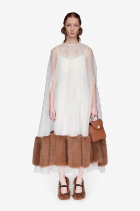 Faux Fur Frill Cascade Cape Dress