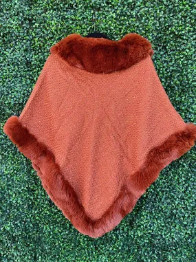 Faux Fur Sequin Poncho