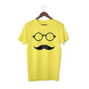 Glass with mustache yellow Unisex T-Shirt