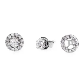 Halo Diamond Stud Earrings in White Gold