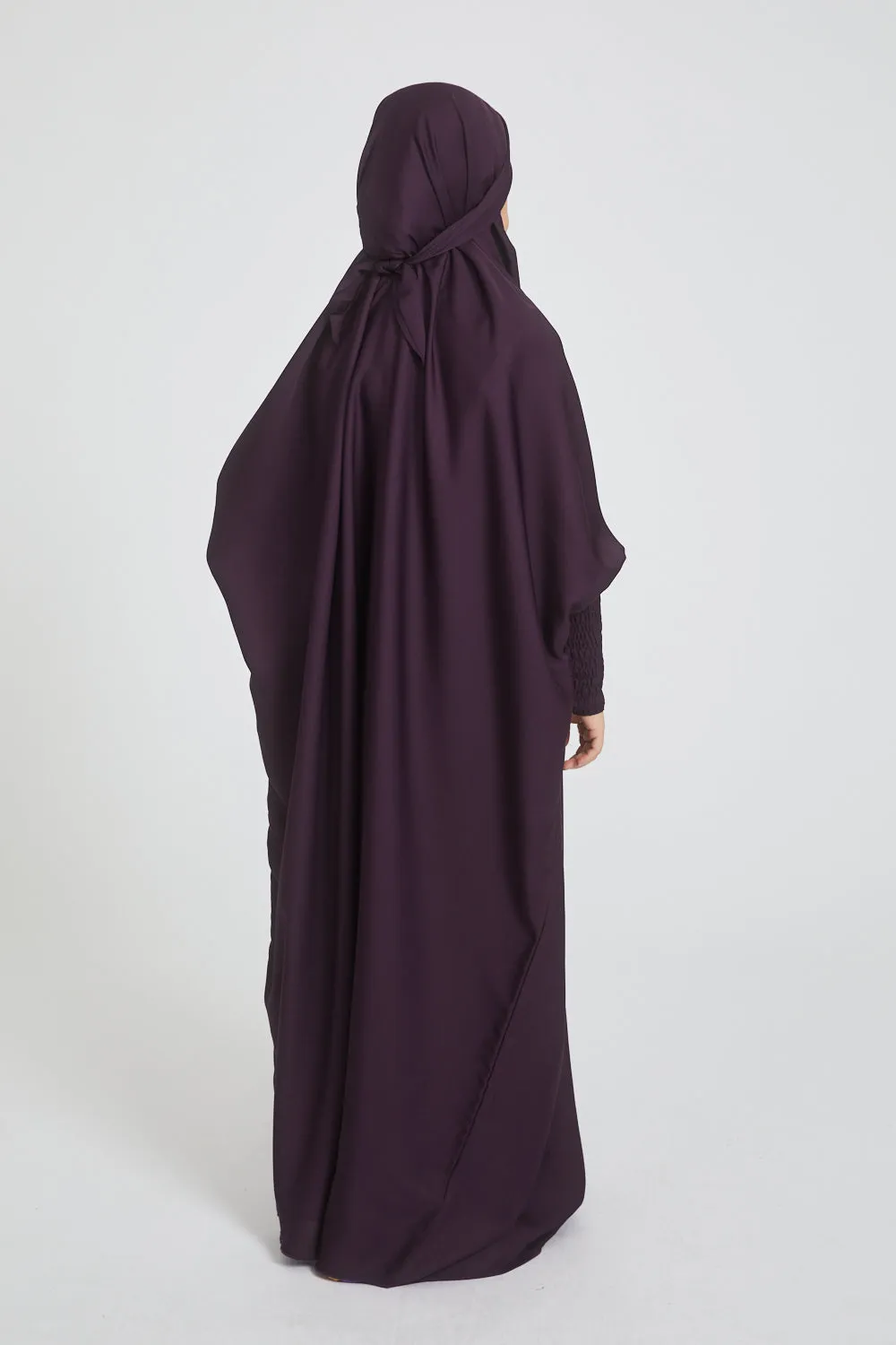 Junior Girls One Piece Full Length Jilbab/ Prayer Abaya - Plum