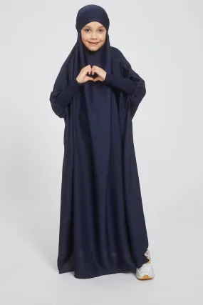 Junior Girls One Piece Full Length Jilbab/ Prayer Abaya - Royal Navy