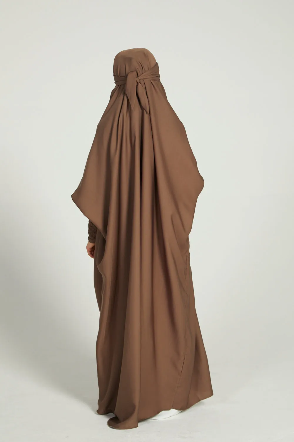 Junior Girls One Piece Full Length Jilbab/ Prayer Abaya - Smokey Taupe