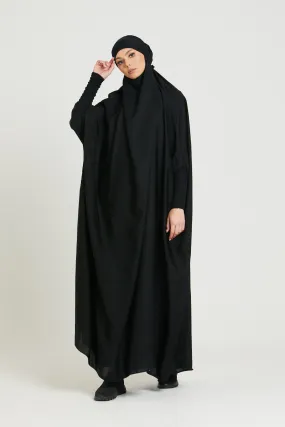 One Piece Full Length Jilbab/ Prayer Abaya - Black