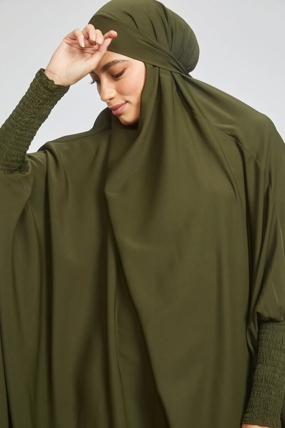 One Piece Full Length Jilbab/ Prayer Abaya - Khaki