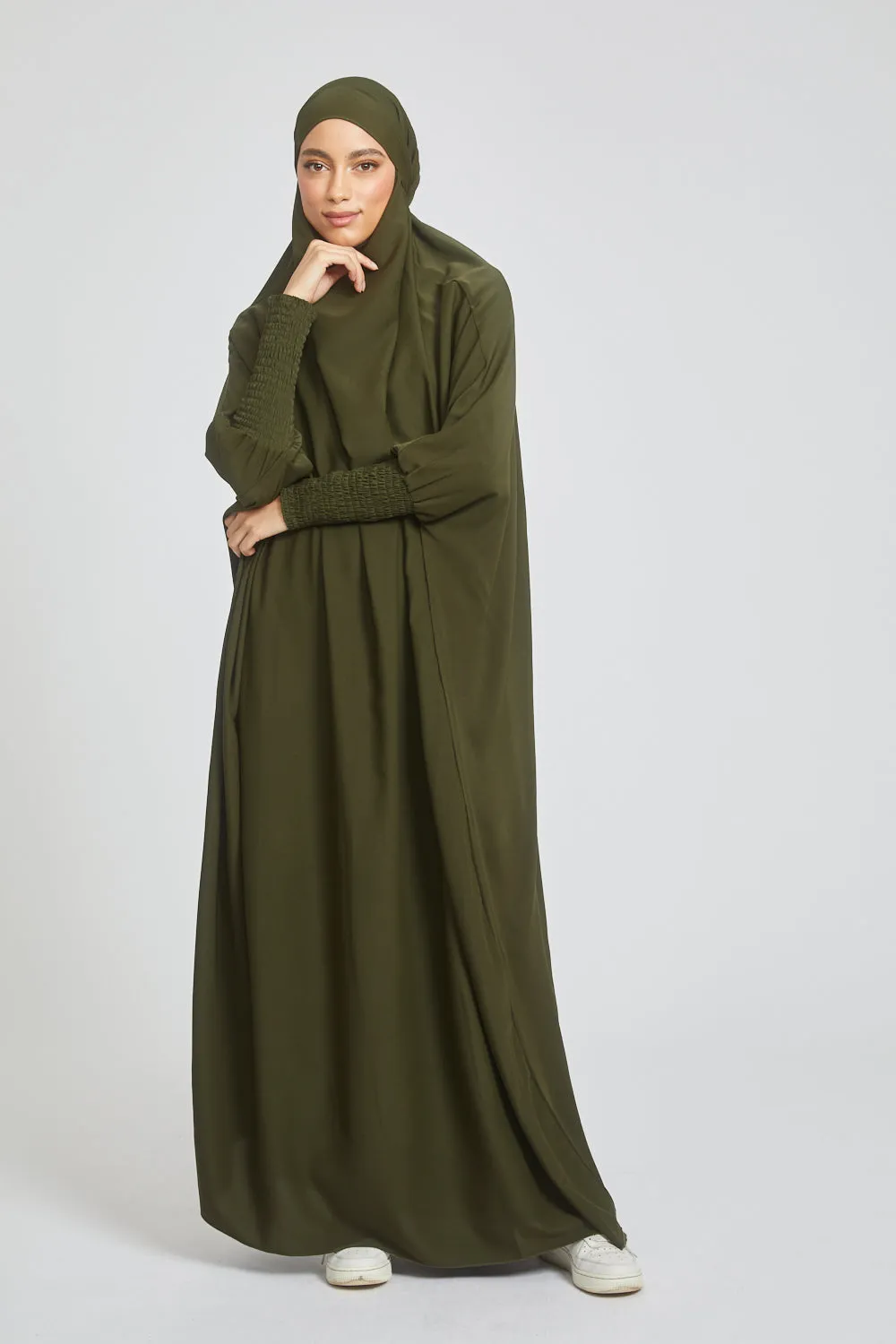 One Piece Full Length Jilbab/ Prayer Abaya - Khaki