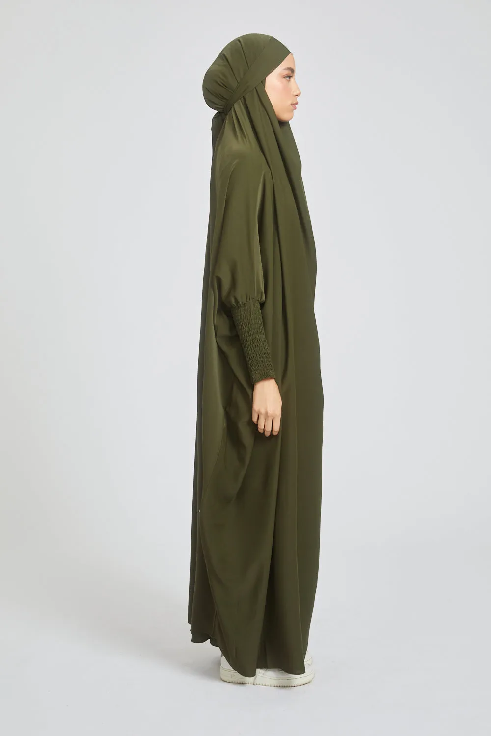 One Piece Full Length Jilbab/ Prayer Abaya - Khaki