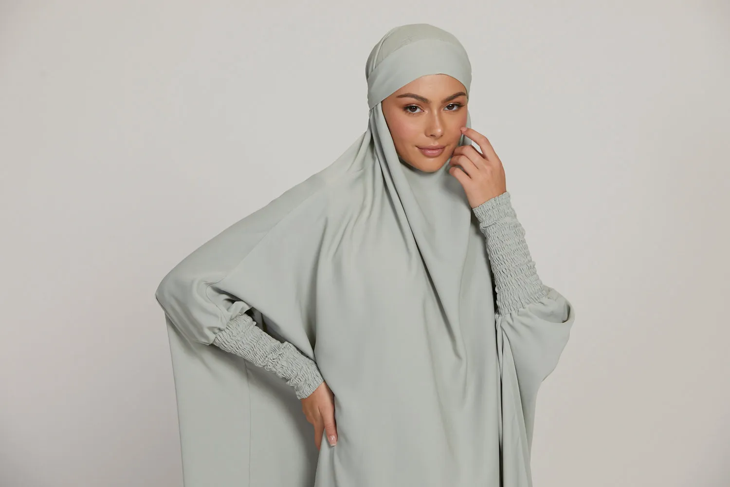 One Piece Full Length Jilbab/ Prayer Abaya - Mint Sage