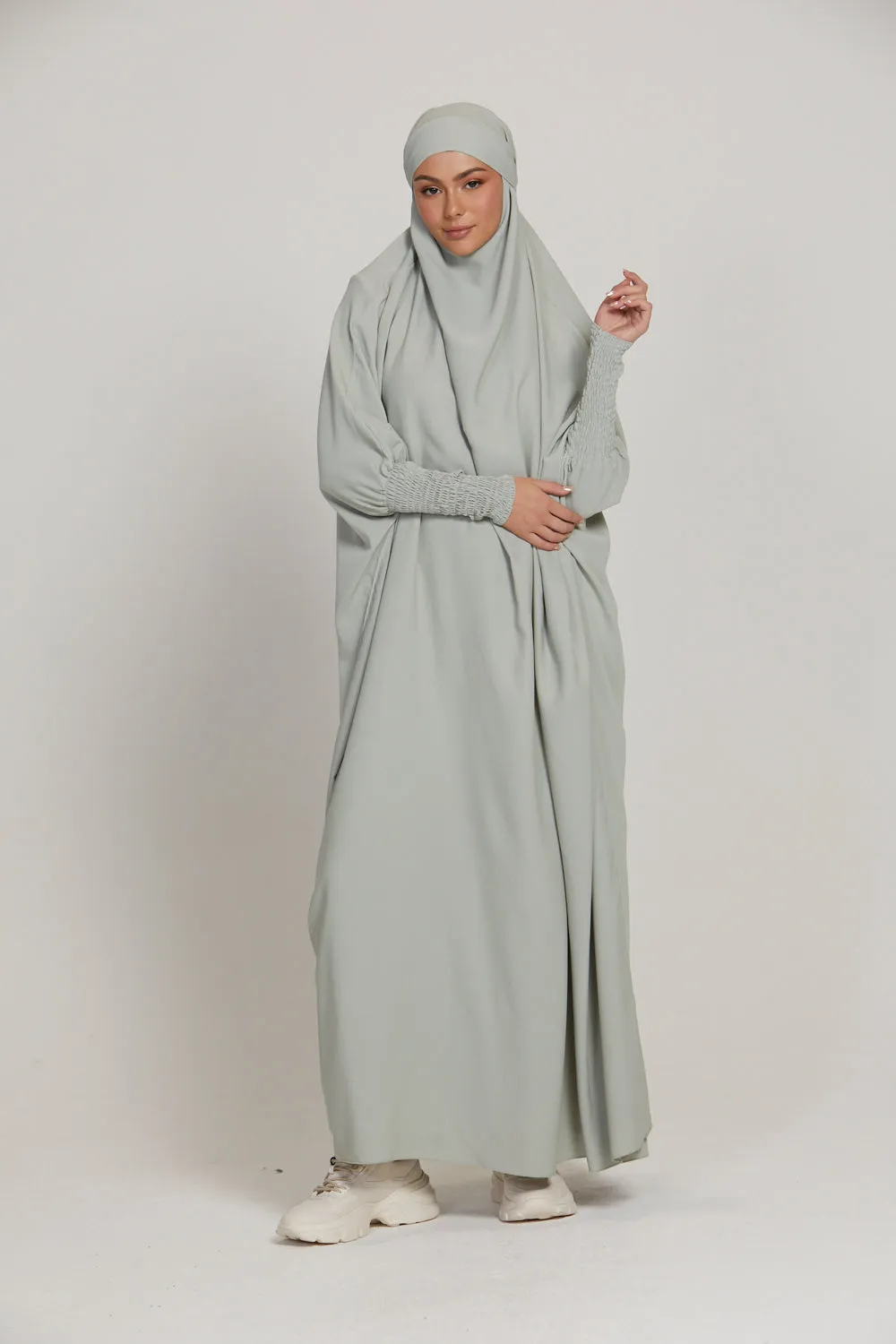 One Piece Full Length Jilbab/ Prayer Abaya - Mint Sage