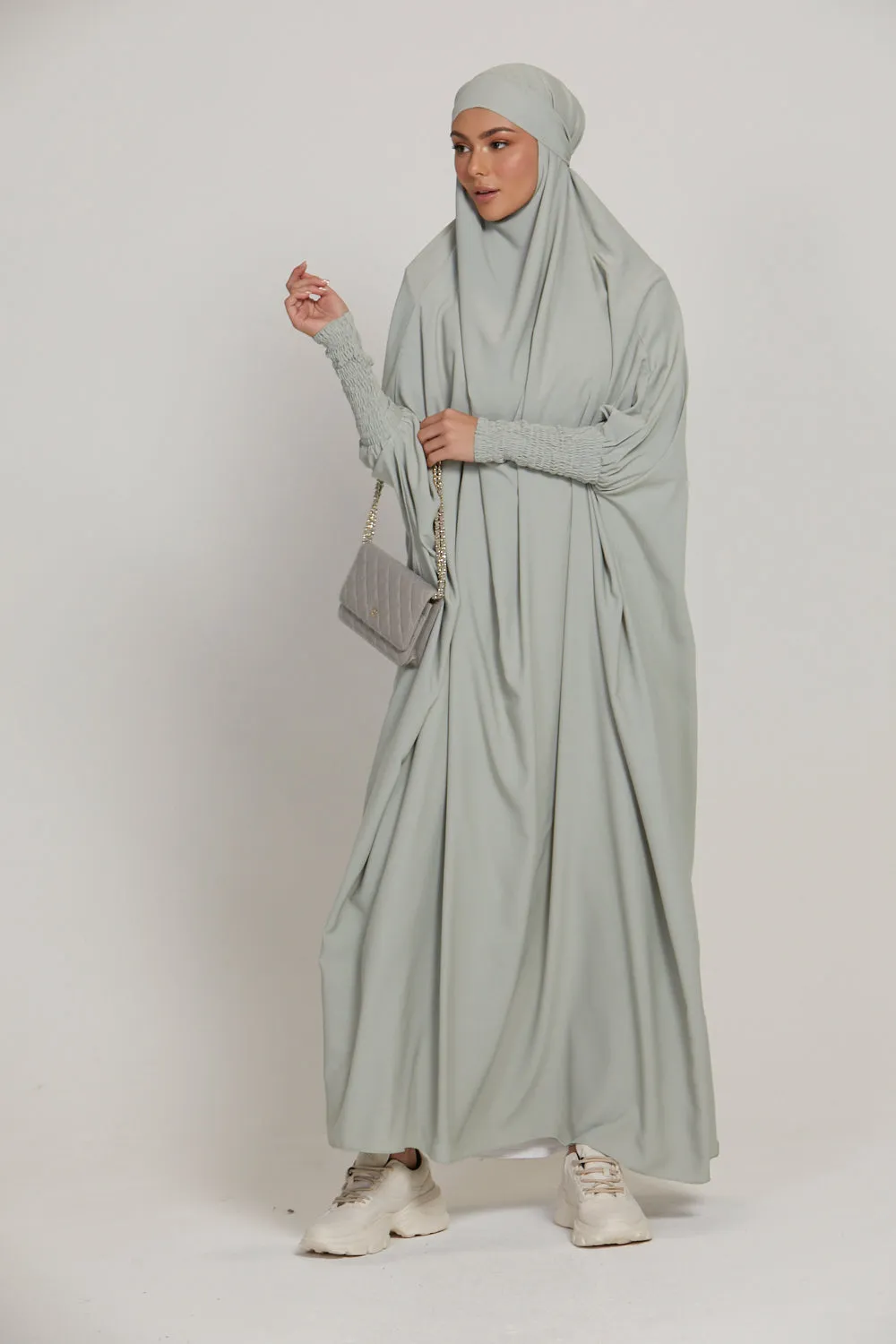 One Piece Full Length Jilbab/ Prayer Abaya - Mint Sage