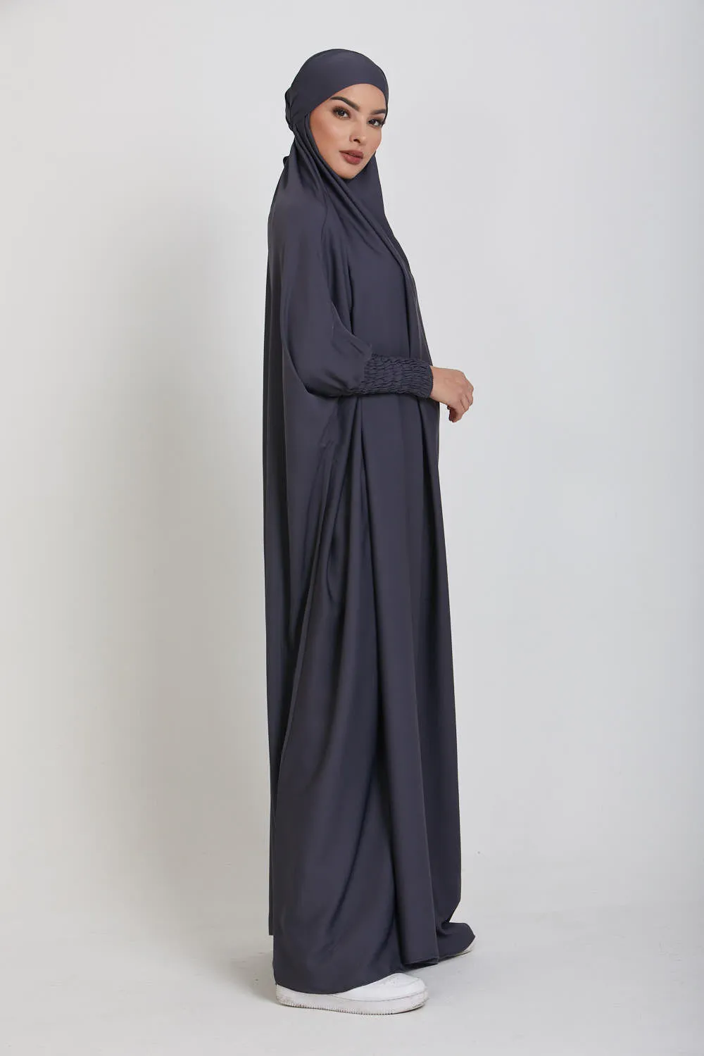 One Piece Full Length Jilbab/ Prayer Abaya - Pebble