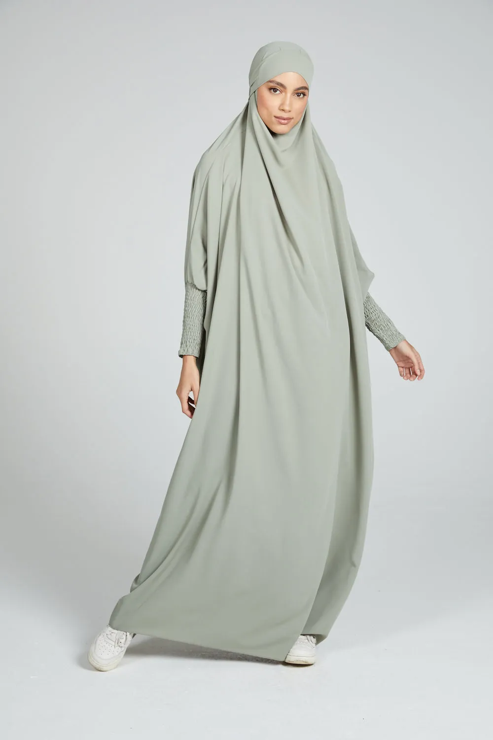 One Piece Full Length Jilbab/ Prayer Abaya - Pistachio