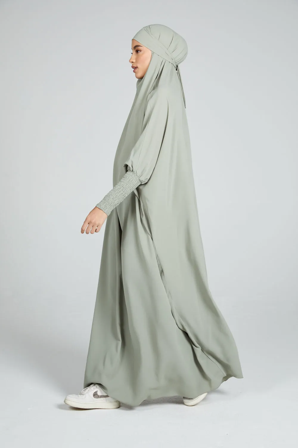 One Piece Full Length Jilbab/ Prayer Abaya - Pistachio