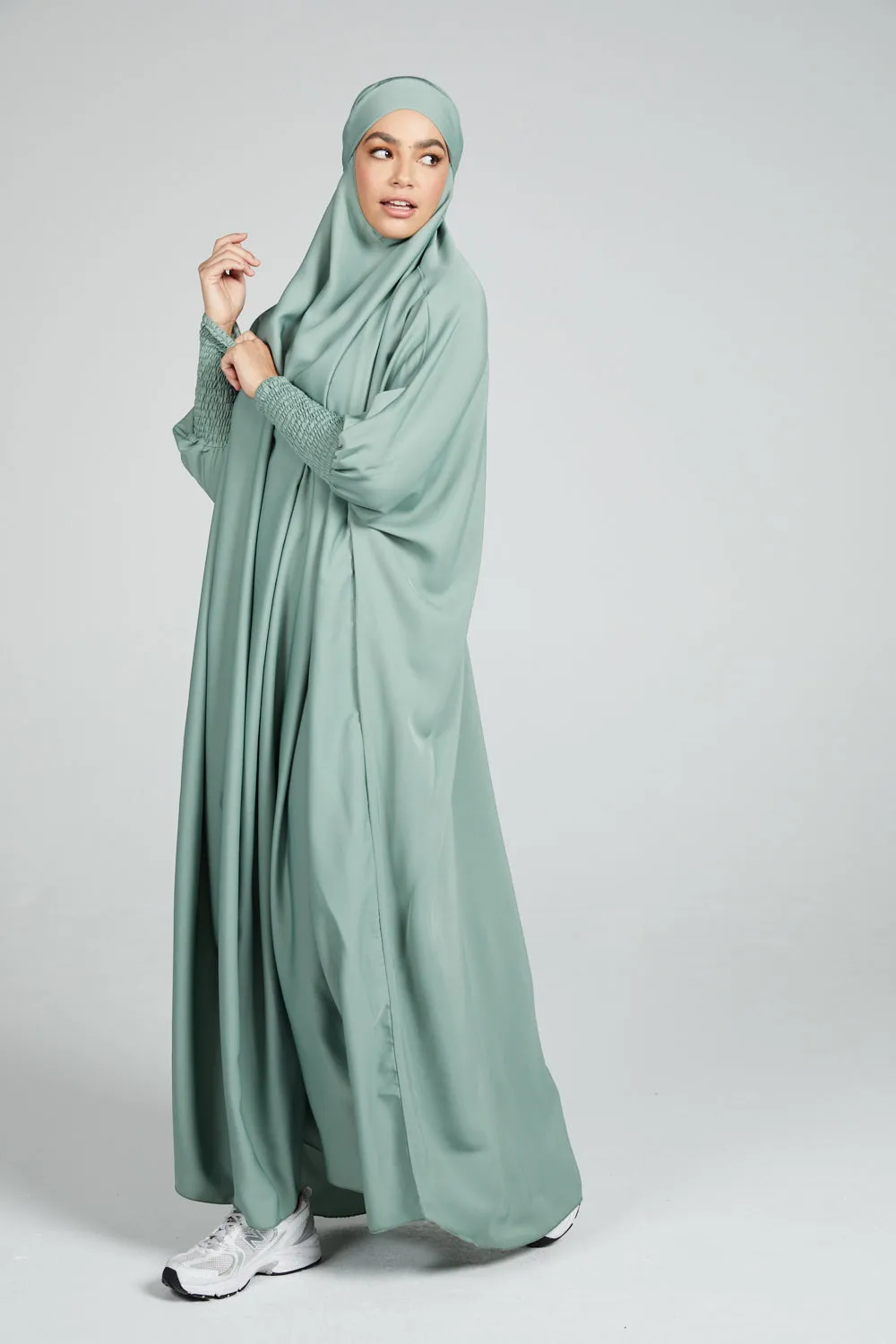 One Piece Full Length Jilbab/ Prayer Abaya - Sage