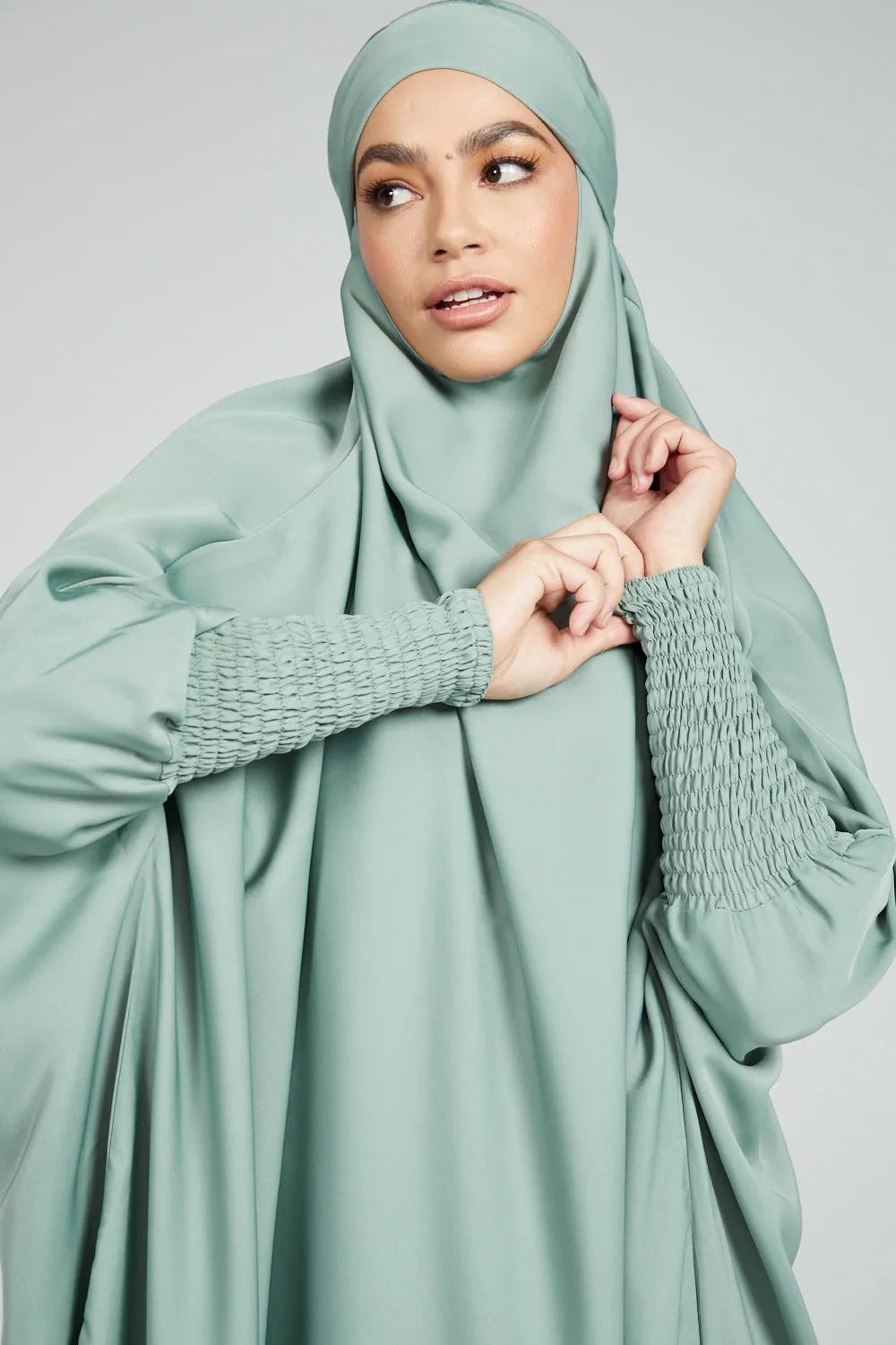 One Piece Full Length Jilbab/ Prayer Abaya - Sage