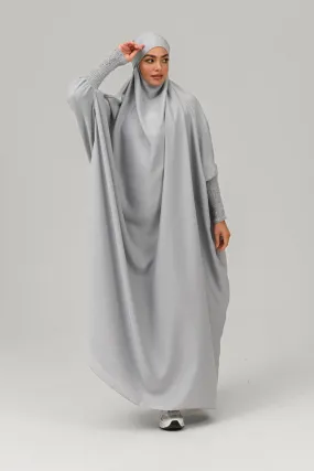 One Piece Full Length Jilbab/ Prayer Abaya - Silver Grey