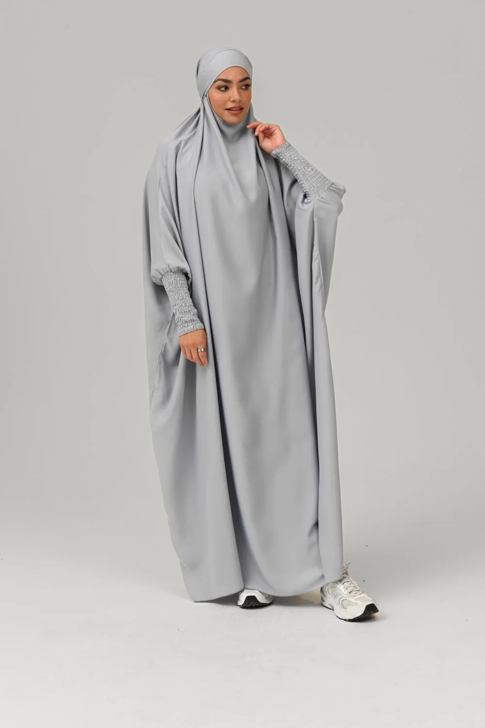 One Piece Full Length Jilbab/ Prayer Abaya - Silver Grey