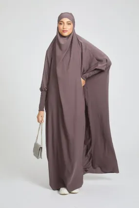 One Piece Full Length Jilbab/ Prayer Abaya - Smoked Mauve