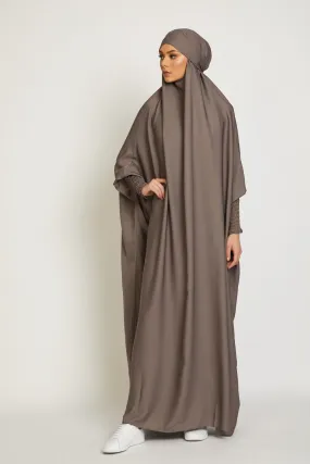 One Piece Full Length Jilbab/ Prayer Abaya - Smokey Taupe