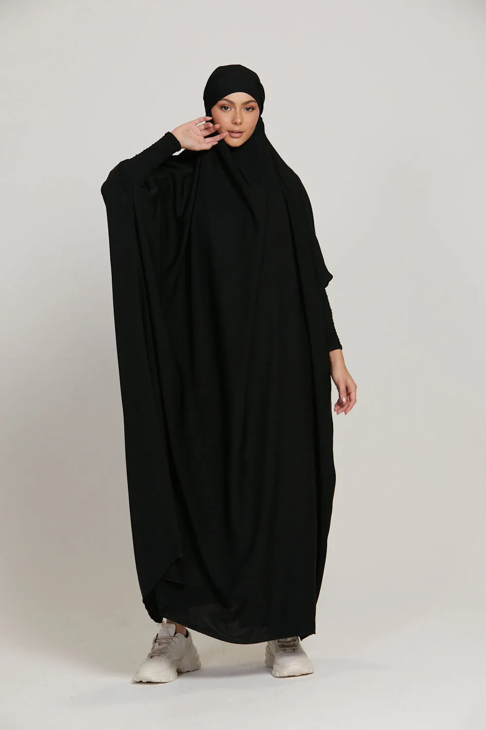 Premium One Piece Full Length Jilbab/ Prayer Abaya - Black