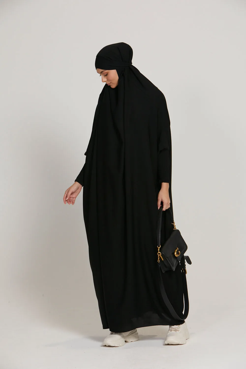 Premium One Piece Full Length Jilbab/ Prayer Abaya - Black