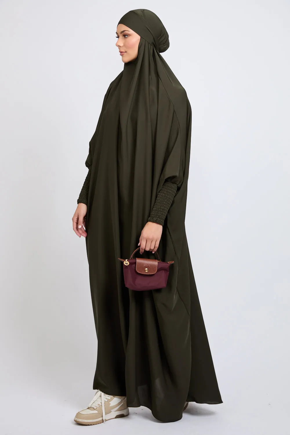 Premium One Piece Full Length Jilbab/ Prayer Abaya - Forest Night