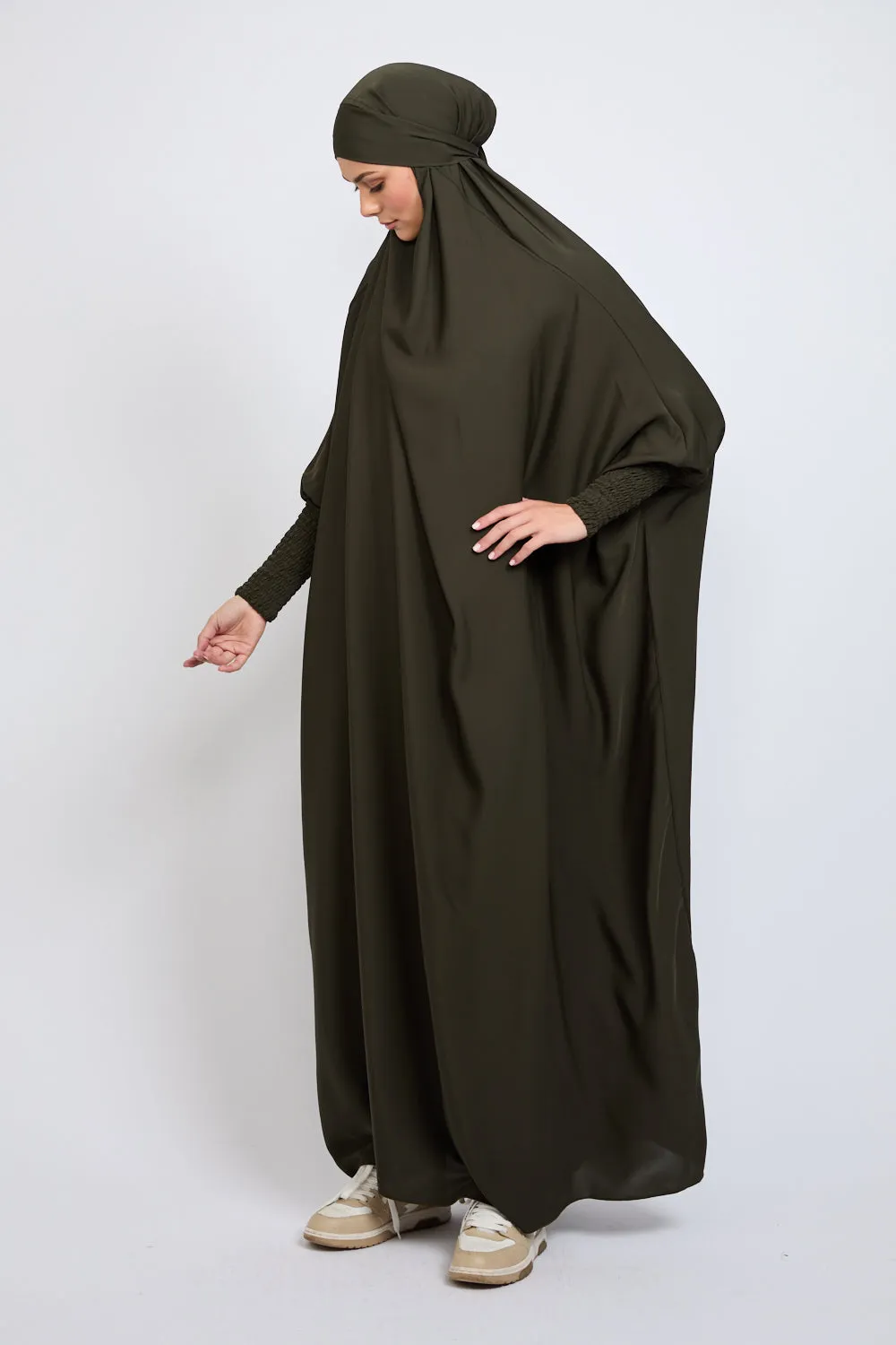 Premium One Piece Full Length Jilbab/ Prayer Abaya - Forest Night