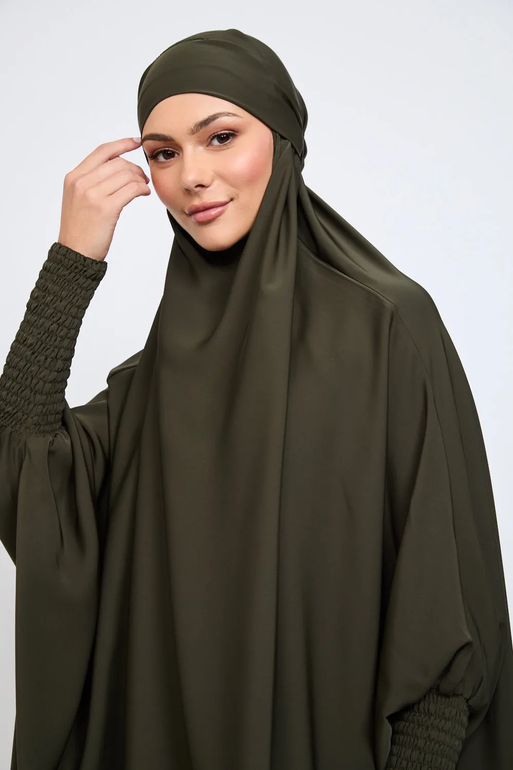 Premium One Piece Full Length Jilbab/ Prayer Abaya - Forest Night