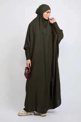 Premium One Piece Full Length Jilbab/ Prayer Abaya - Forest Night