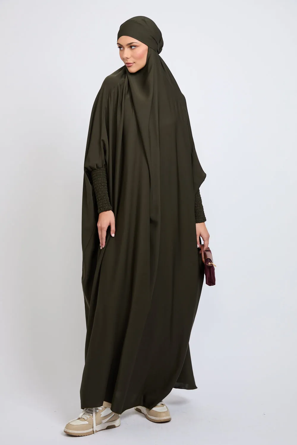 Premium One Piece Full Length Jilbab/ Prayer Abaya - Forest Night