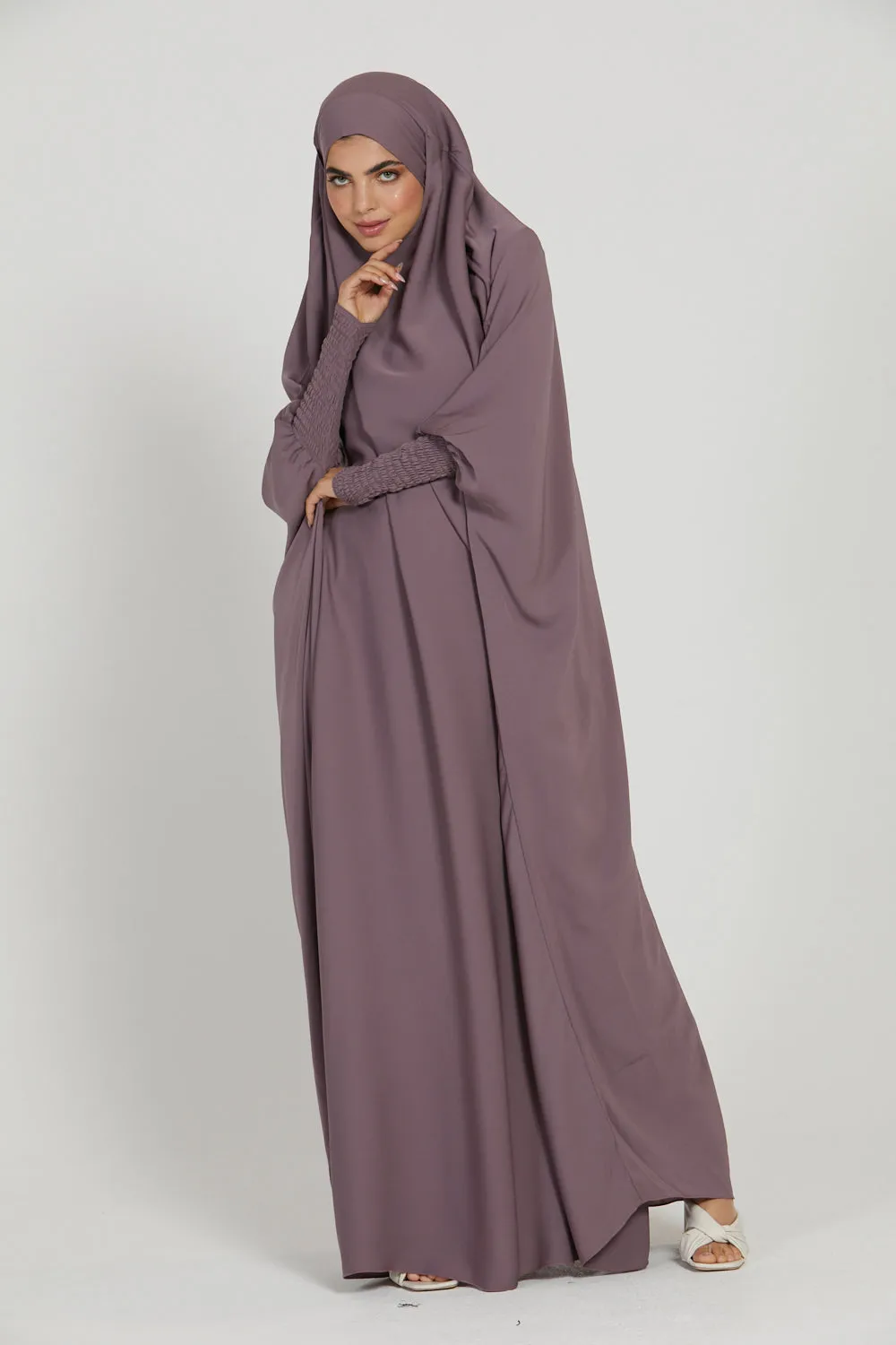 Premium One Piece Full Length Jilbab/ Prayer Abaya - Mauve