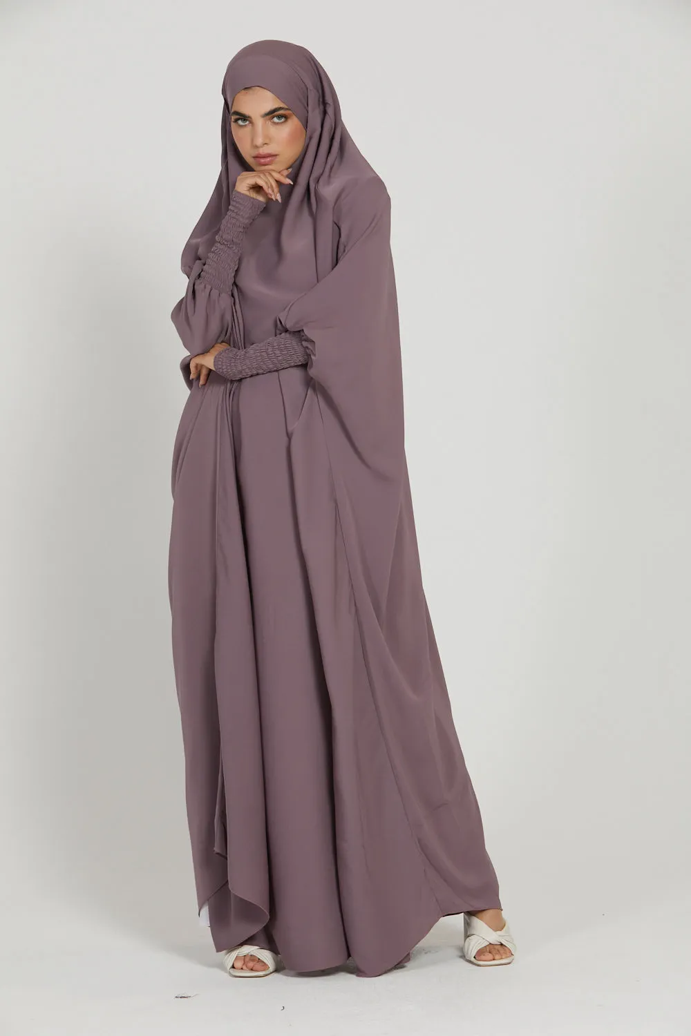 Premium One Piece Full Length Jilbab/ Prayer Abaya - Mauve