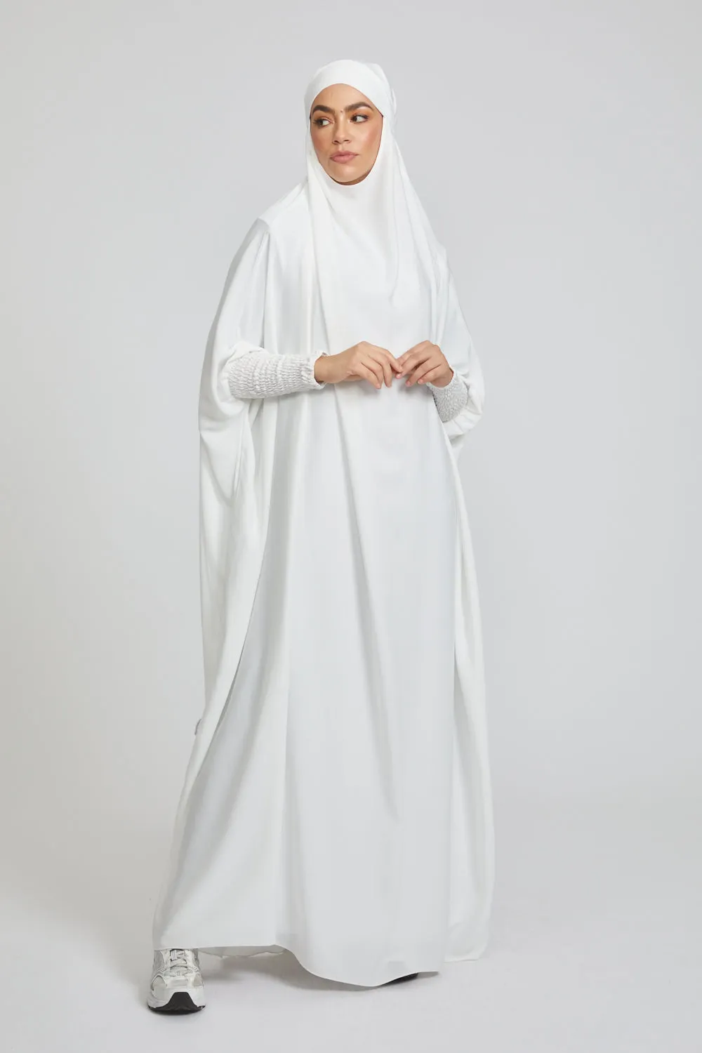 Premium One Piece Full Length Jilbab/ Prayer Abaya - White