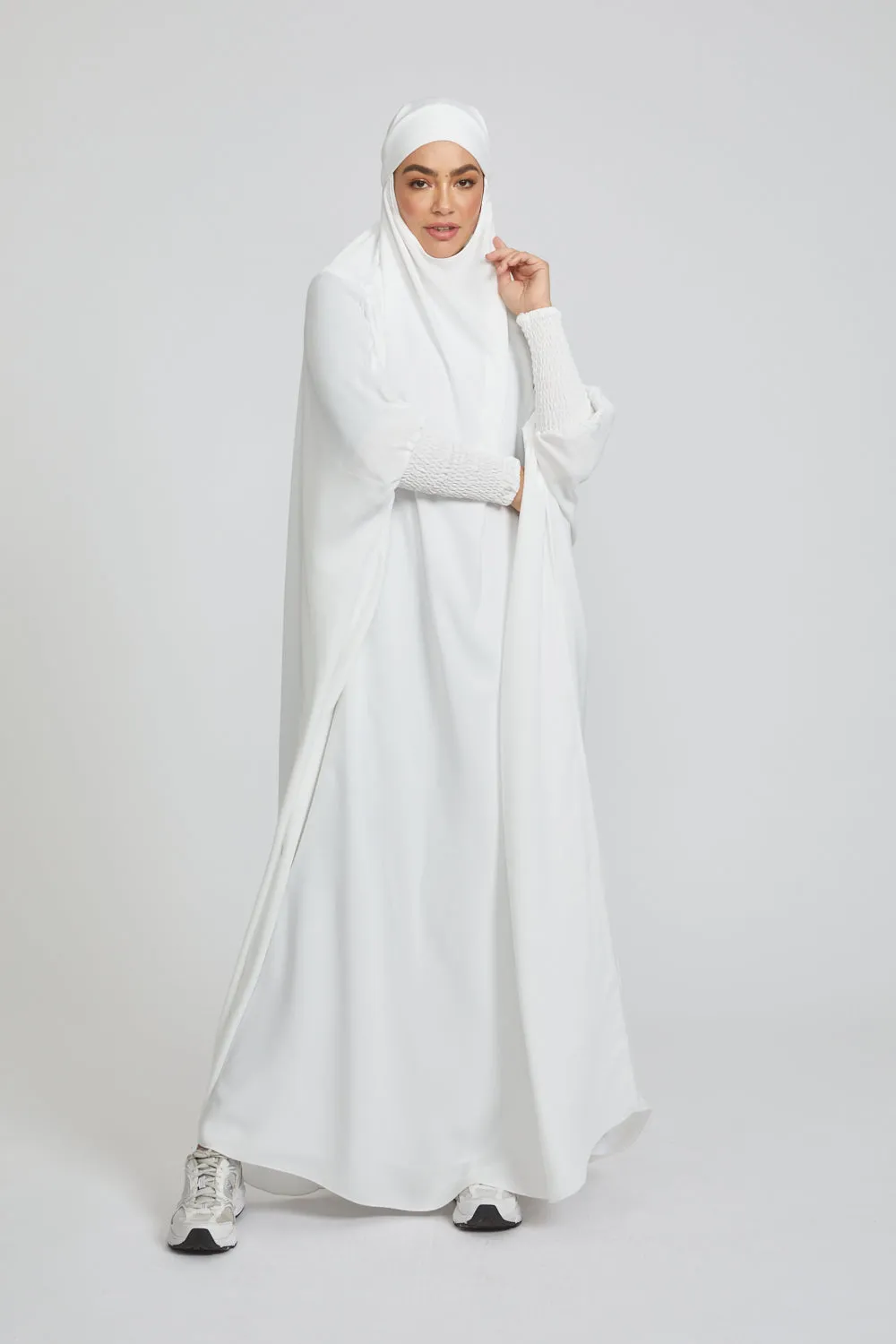 Premium One Piece Full Length Jilbab/ Prayer Abaya - White