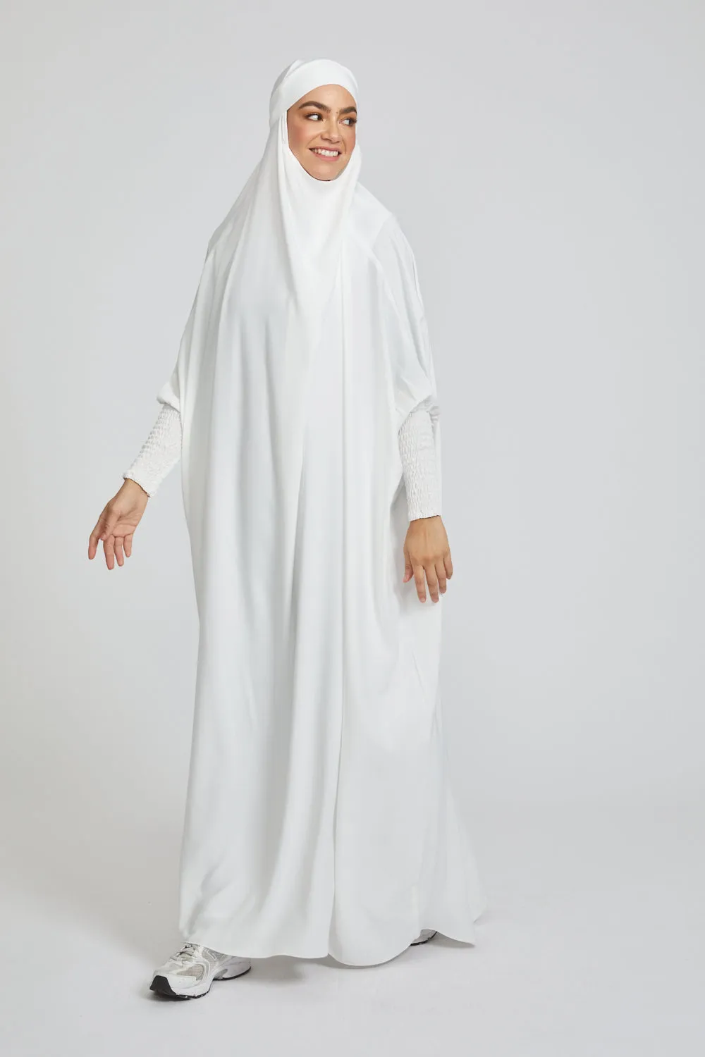 Premium One Piece Full Length Jilbab/ Prayer Abaya - White