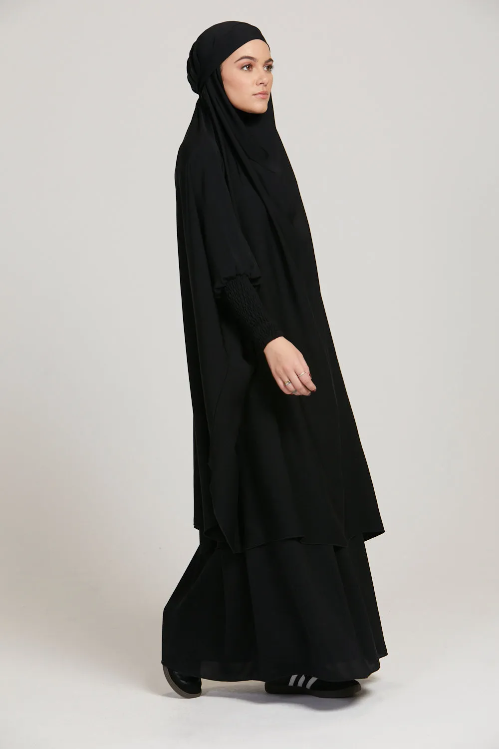 Premium Two Piece Jilbab/ Prayer Set With Pockets - Black