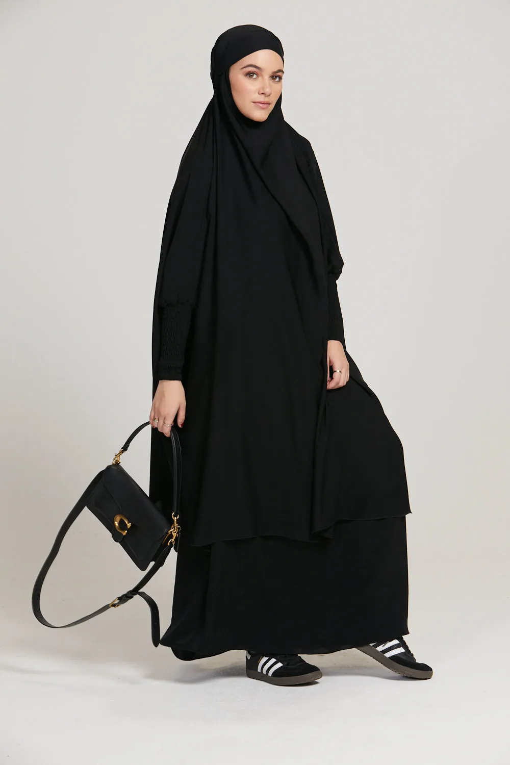 Premium Two Piece Jilbab/ Prayer Set With Pockets - Black